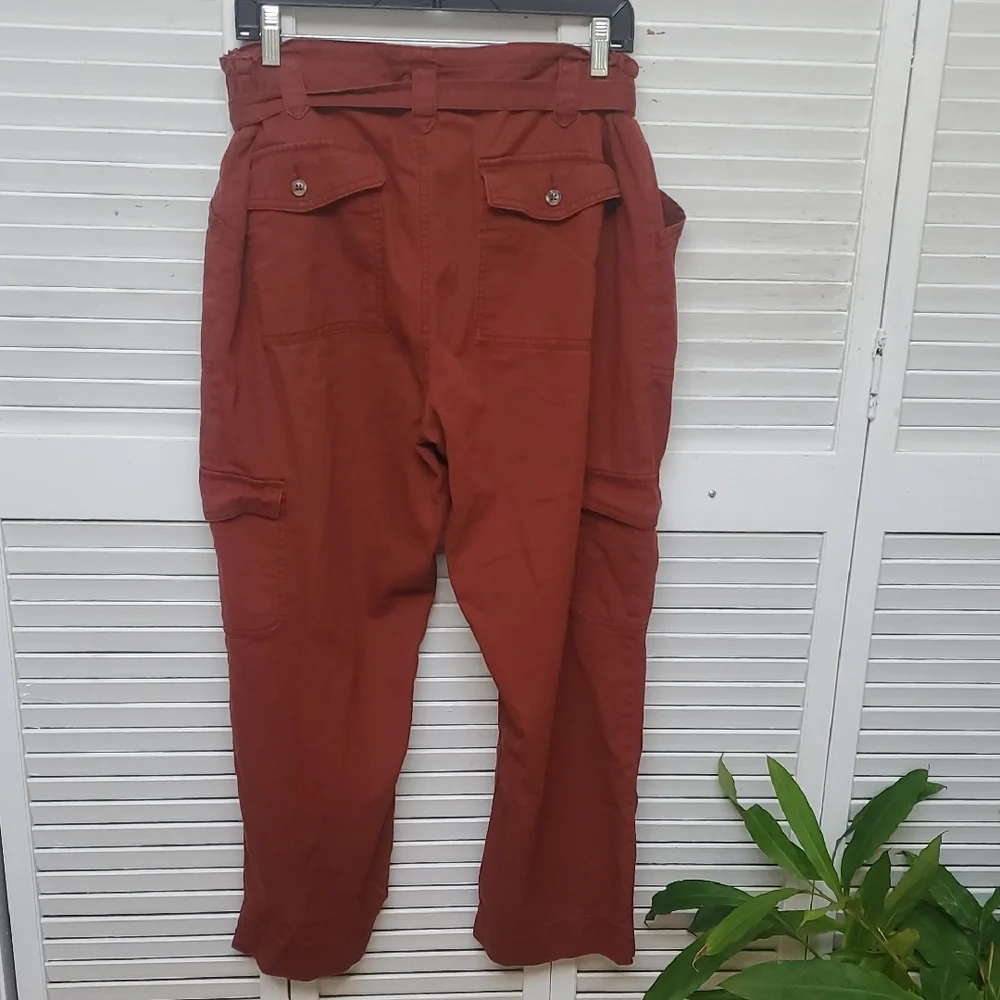 Old Navy Rust Tie-Waist Cropped Cargo Pants Size L - Picture 6 of 9